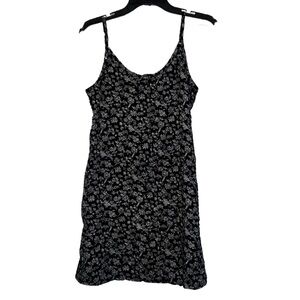 Vintage All That Jazz Ditsy Floral Mini Slip Dress Made in the USA Black White